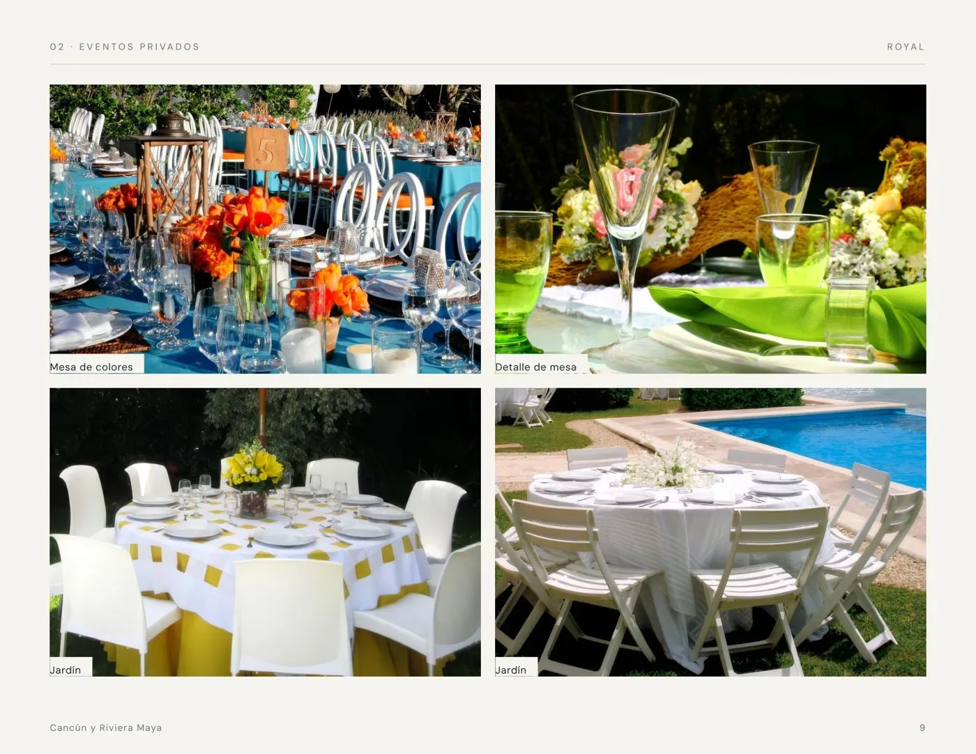 Catálogo de eventos Royal Table Cancún, página 9